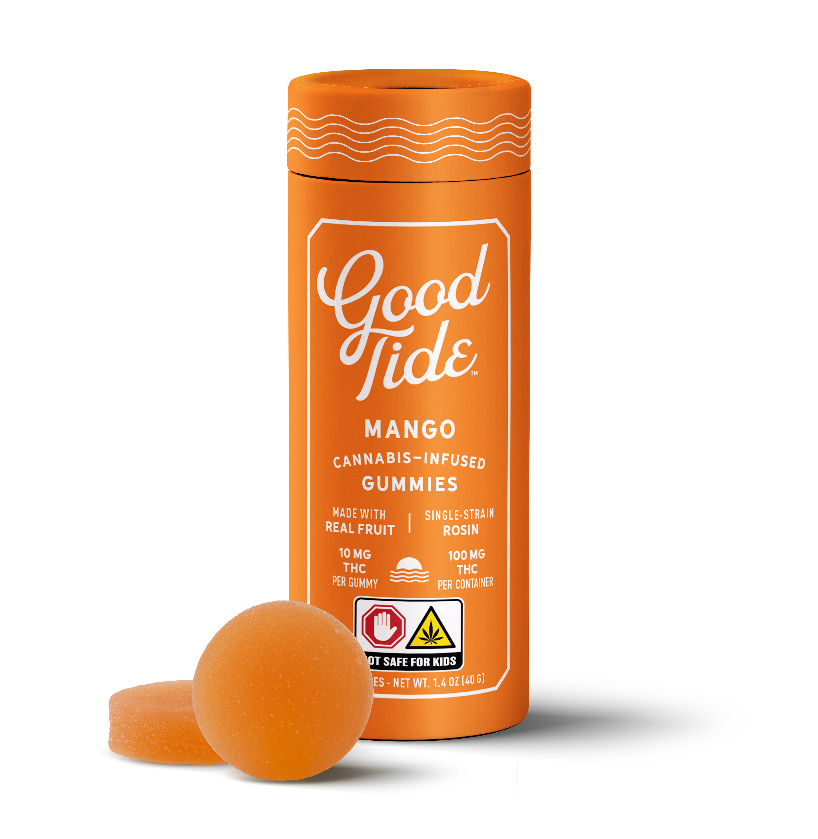 Photograph of product: Good Tide | Mango (I) Single-Strain au chocolat Rosin Gummies | 10 Pack (100mg)