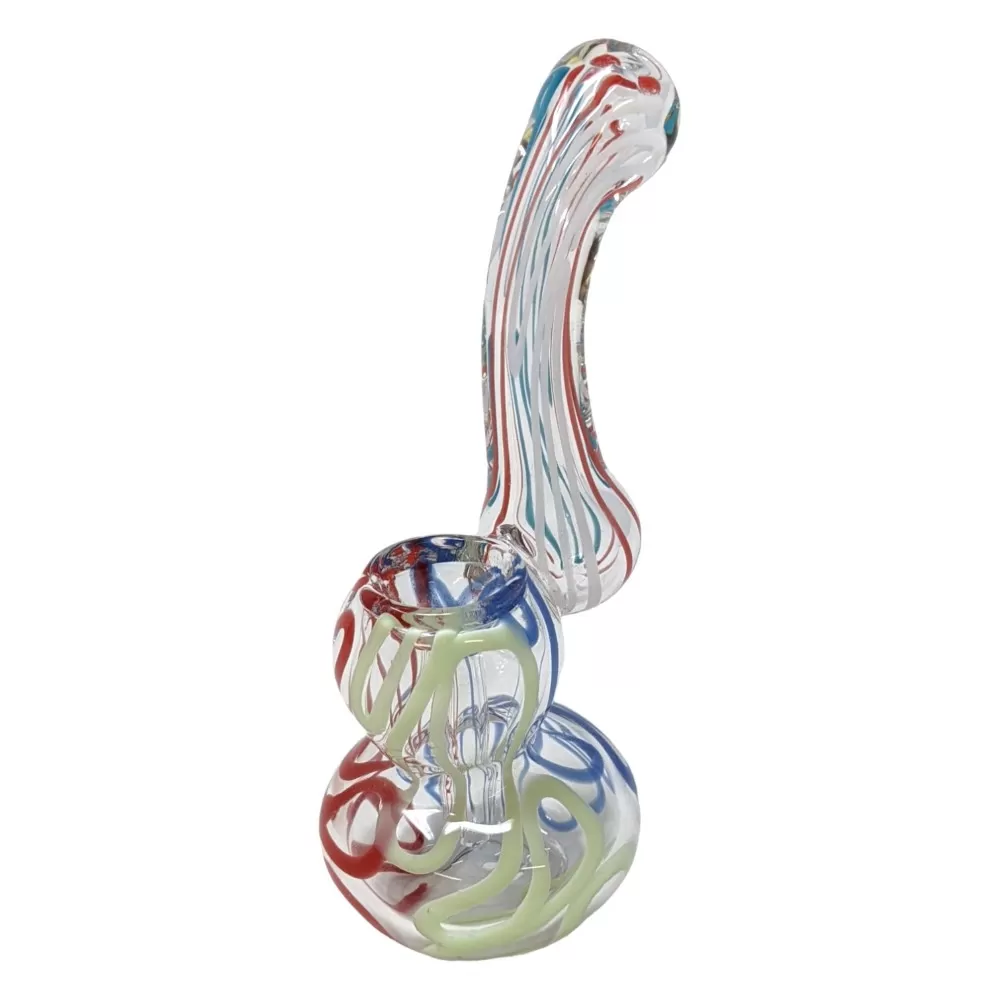 Photograph of product: 4" Mini Spiral Line Clear Body Bubbler Hand Pipe- Assorted Colors