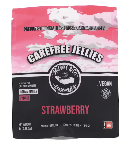 Photograph of product: Nelson & Company | 100MG | Carefree Strawberry Single Rosin Jelly