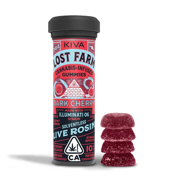 Photograph of product: Lost Farm Live Rosin Gummies | Dark Cherry / Illuminati OG - Oui'd - 