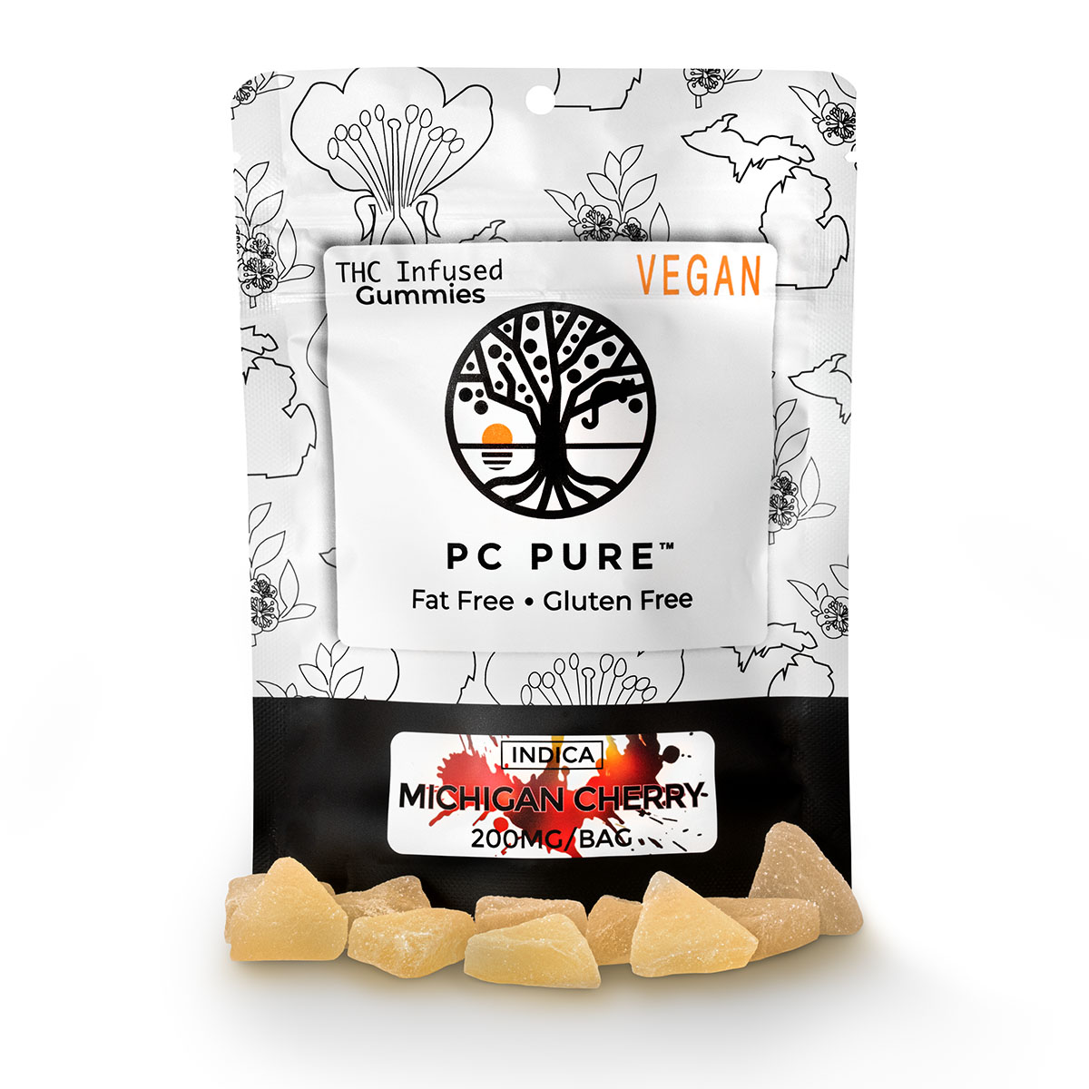 Photograph of product: Pc Pure   10 X 20mg Gummies   Michigan Cherry