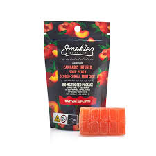 Photograph of product: Smokiez | Sour Peach Oui'd | 1pc, 10 serving 100mg