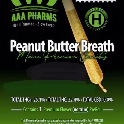 Photograph of product: Peanut Butter Breath Pre roll - AU AAA Pharms
