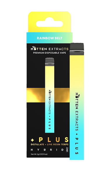 Photograph of product: Mitten Extracts Plus | Distillate Disposable Vape | Rainbow Belt | 1g