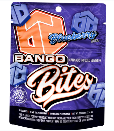 Photograph of product: Bango Bites - Blueberry 100mg 10pk Gummies