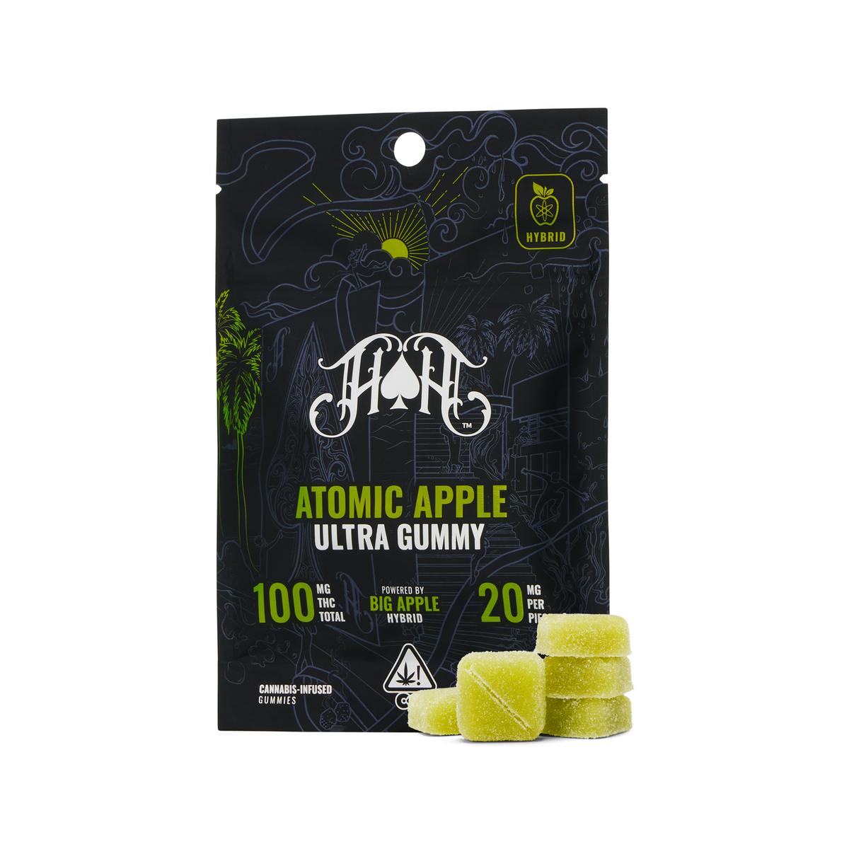 Photograph of product: HEAVY HITTERS | ATOMIC APPLE | 20MG GUMMY | 5PK