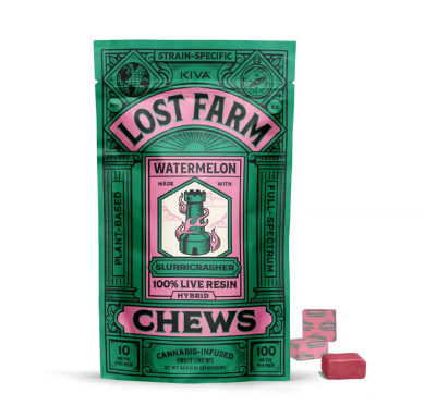 Photograph of product: CL Kiva Lost Farm Fruit Chews - Watermelon 100mg (10pk)