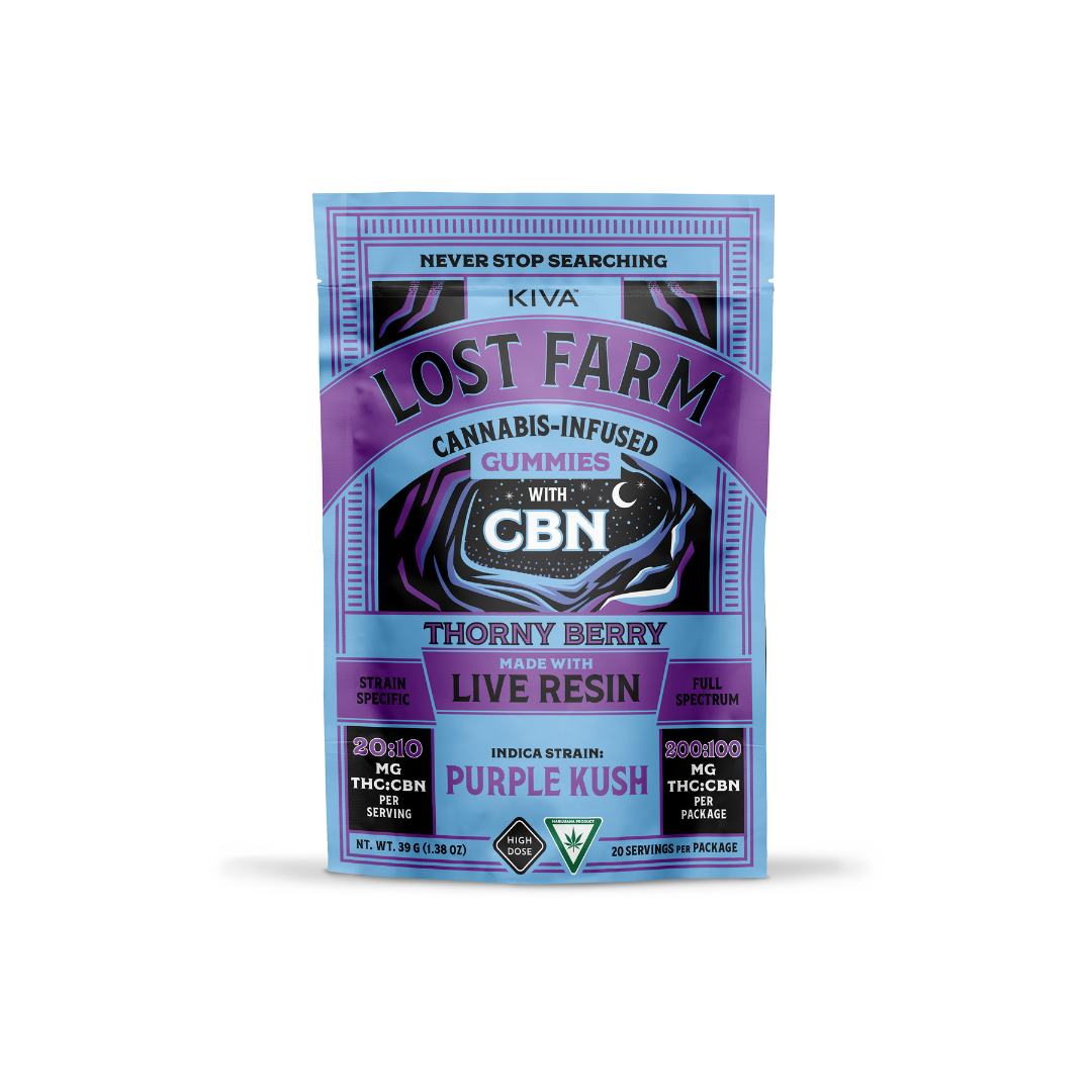Photograph of product: Lost Farm - 200mg Gummies - Thornyberry X Purple Kush With CBN