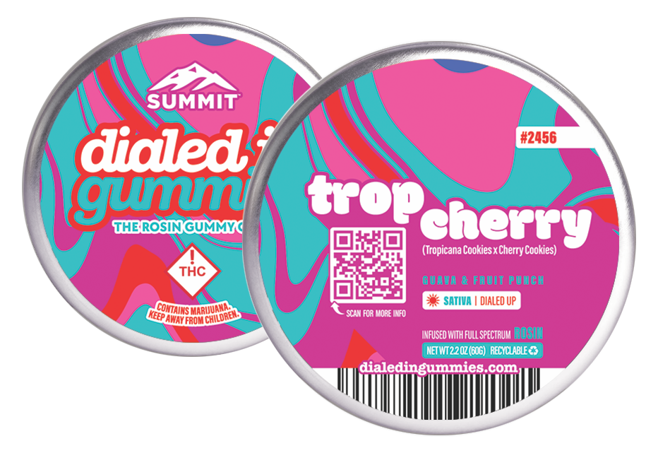 Photograph of product: Dialed In | LTO | Rosin Drops | Oui'd | Trop Cherry | 100mg