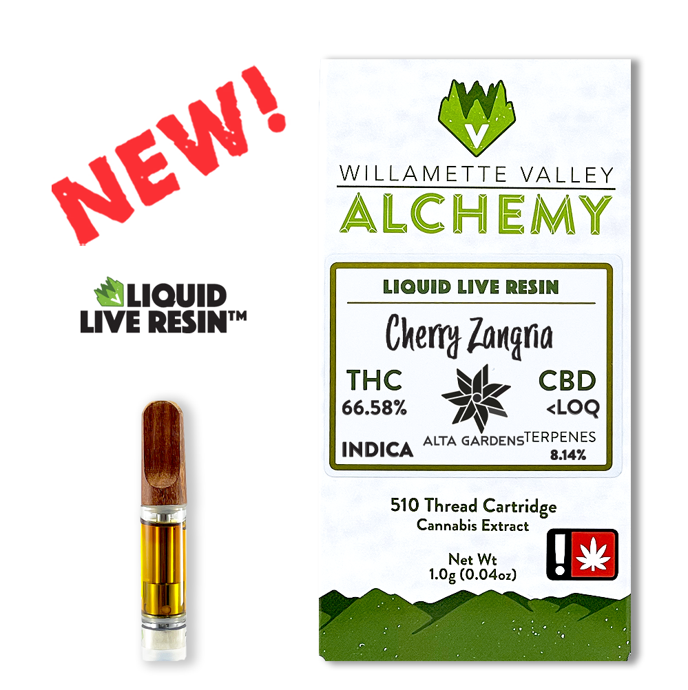 Photograph of product: Willamette Valley Alchemy: Cherry Zangria Liquid Live Resin Cartridge