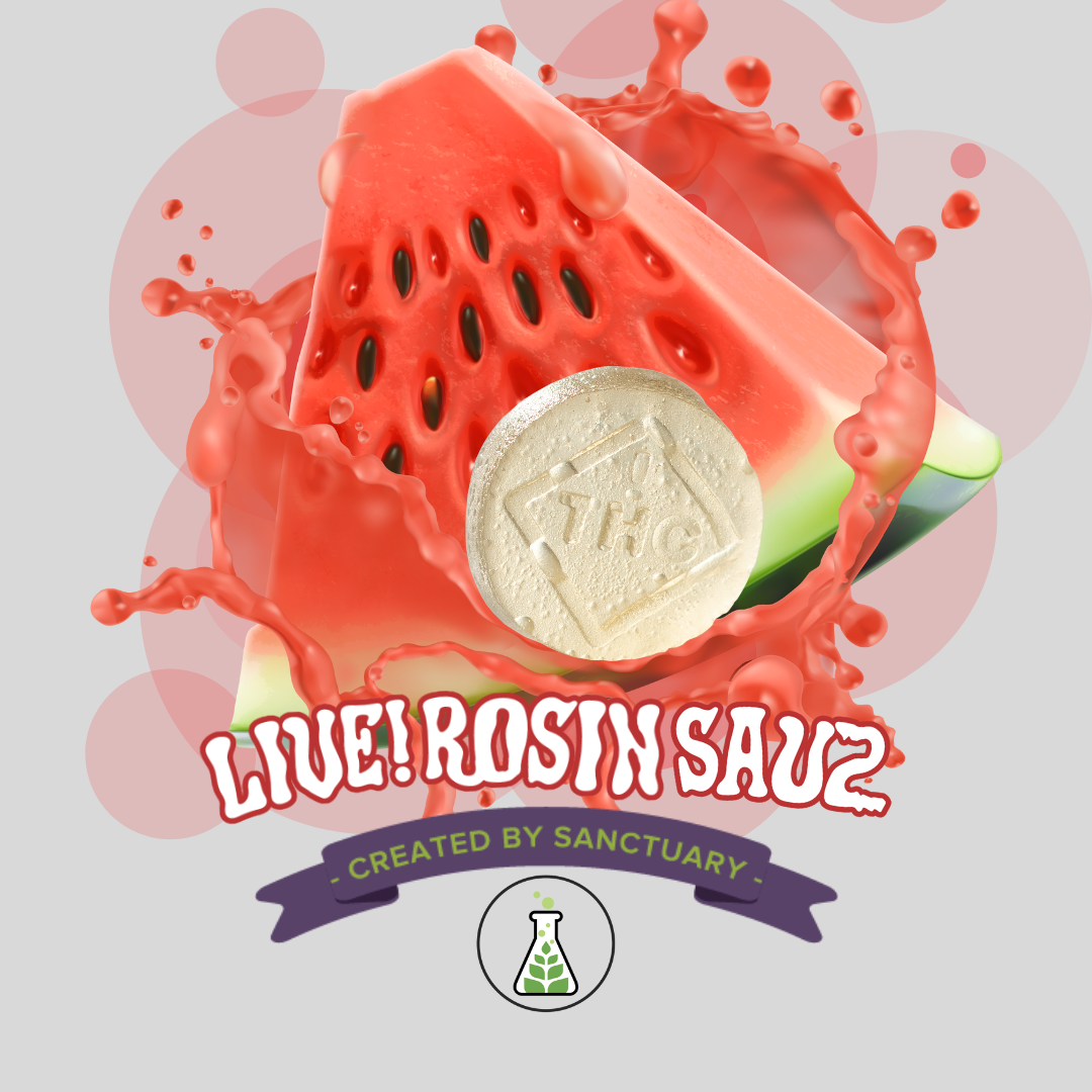 Photograph of product: Live Rosin Sauz Chews I Watermelon I 100mg 10pk