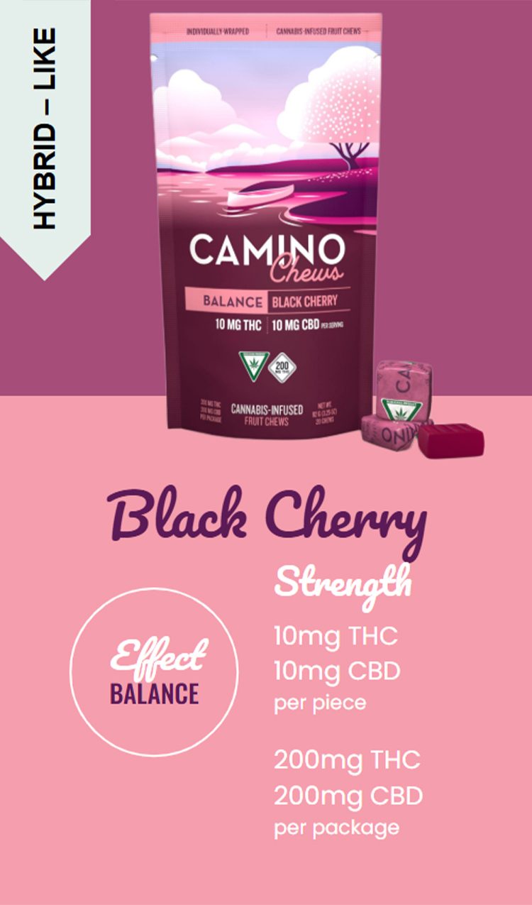 Photograph of product: AU Camino: Black Cherry 200MG Chews 10:10