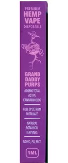 Photograph of product: Earthbound: Granddaddy Purps 600mg CBD Disposable