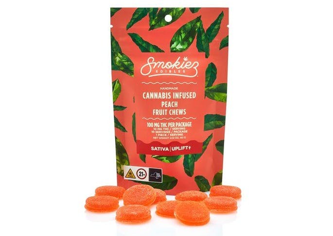 Photograph of product: Smokiez| Peach Oui'd|  100mg TH-oui Fruit Chews
