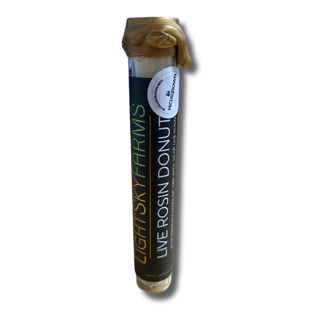 Photograph of product: LSF (2.5g) Live Rosin Infused Pre Roll Donut Tropical Twizt