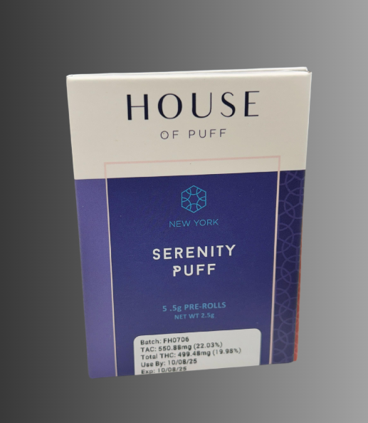 Photograph of product: Serenity 0.5G 5PK Pre-rolls | House of Puff |