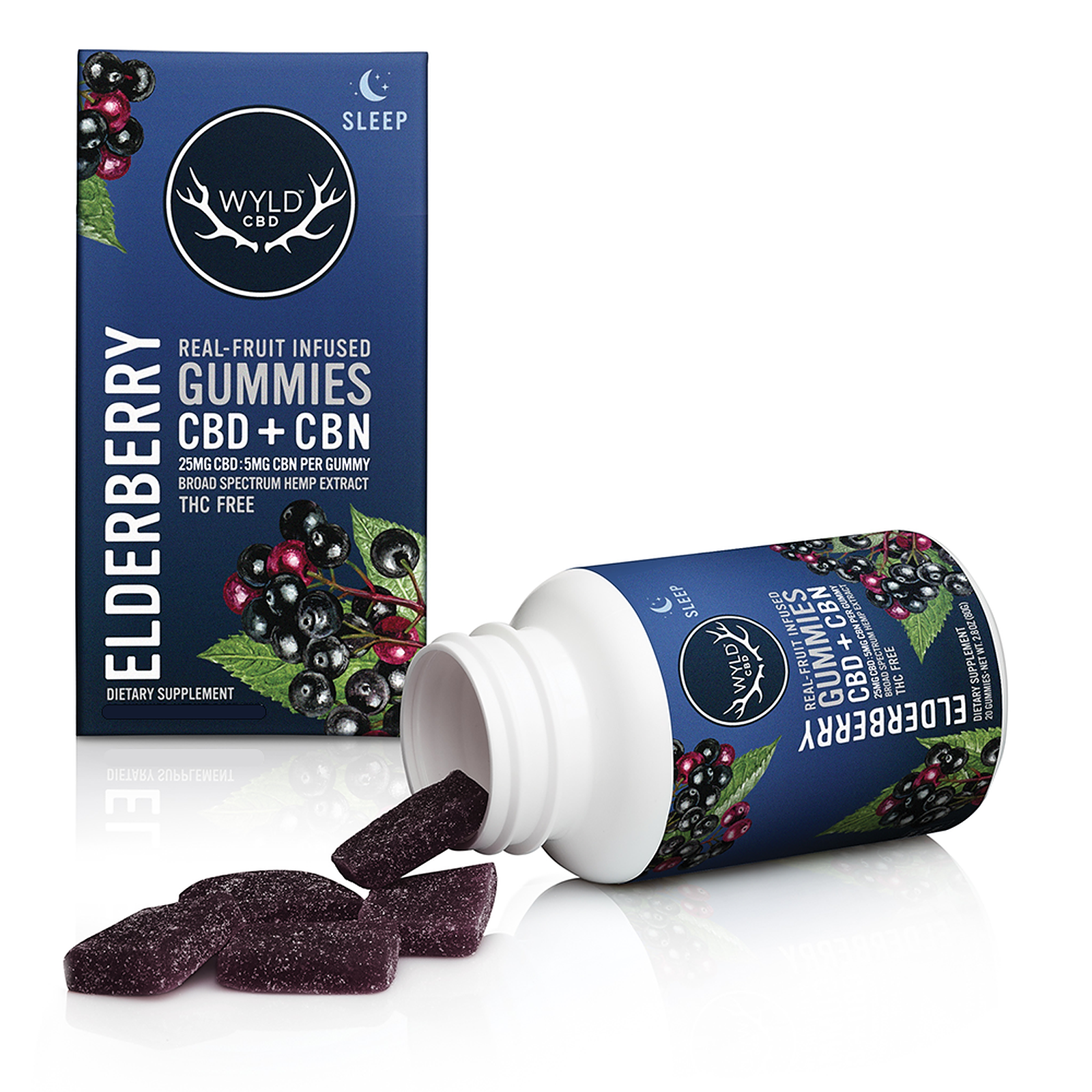 Photograph of product: Wyld Gummy CBD 20pc 500mg Elderberry
