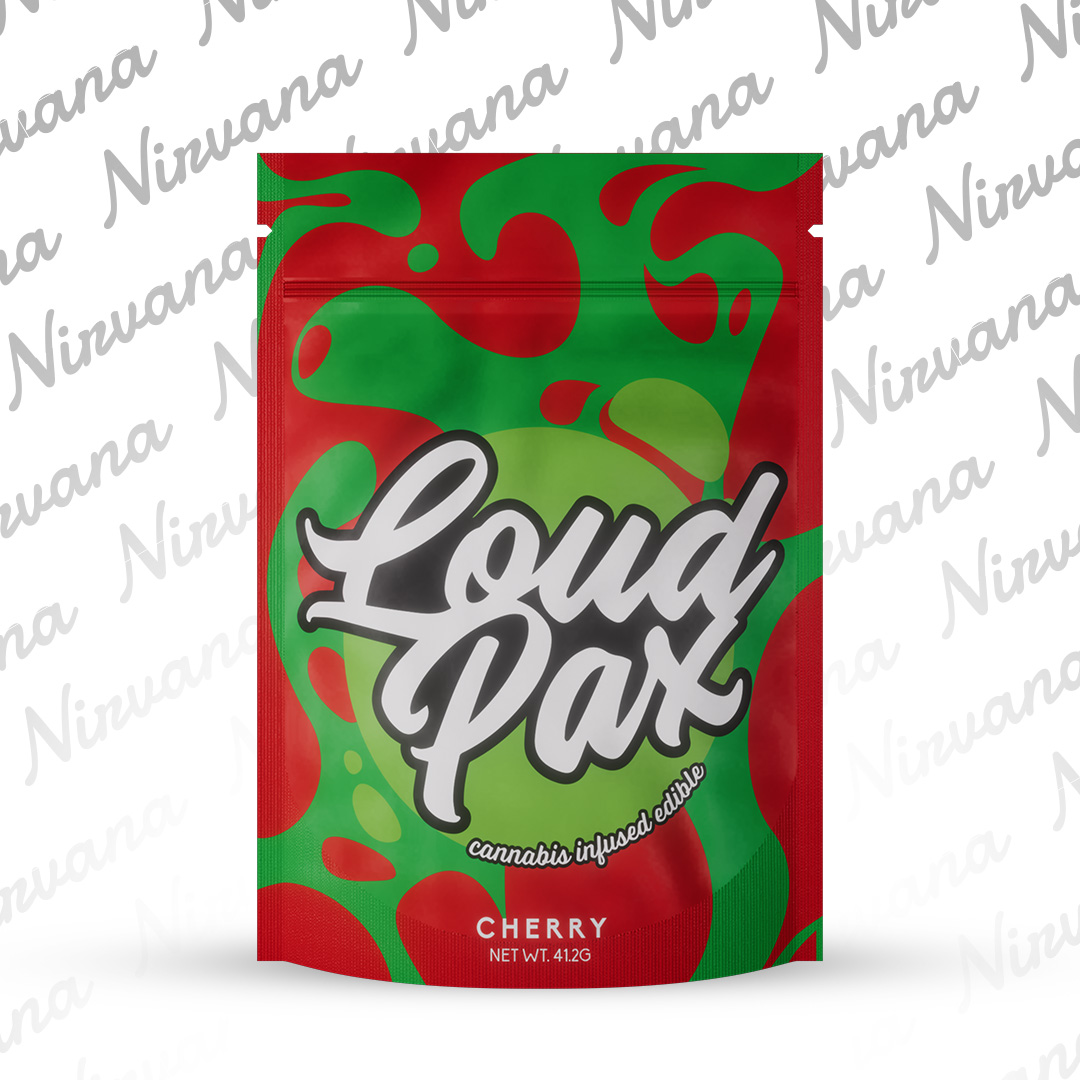 Photograph of product: Loudpax - Cherry - 200mg au chocolat Rosin Gummies (4x50mg)