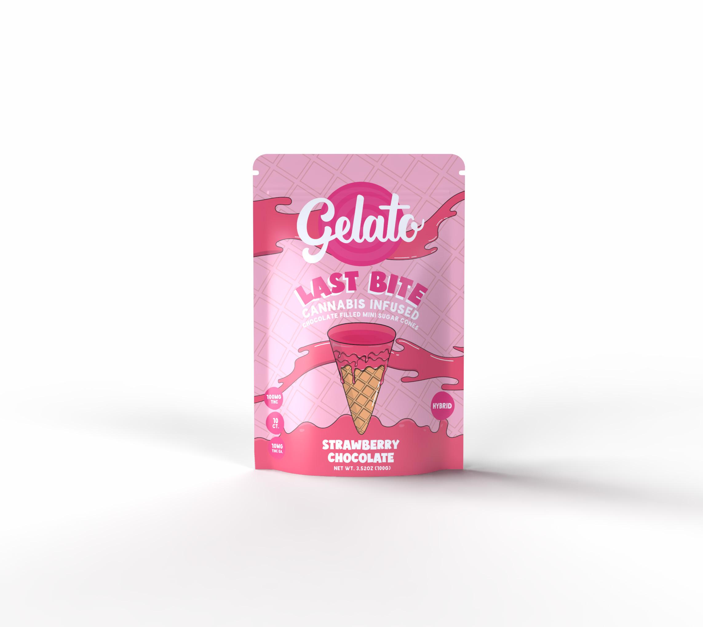 Photograph of product: GELATO - LAST BITE - SNACKS - 100MG - STRAWBERRY CHOCOLATE