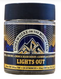 Photograph of product: Somewhere On The Mountain | Lights Out | Lemon Lavender | Gummies | 100MG TH-oui & 200MG CBN  (5MG TH-oui & 10MG CBN ea)