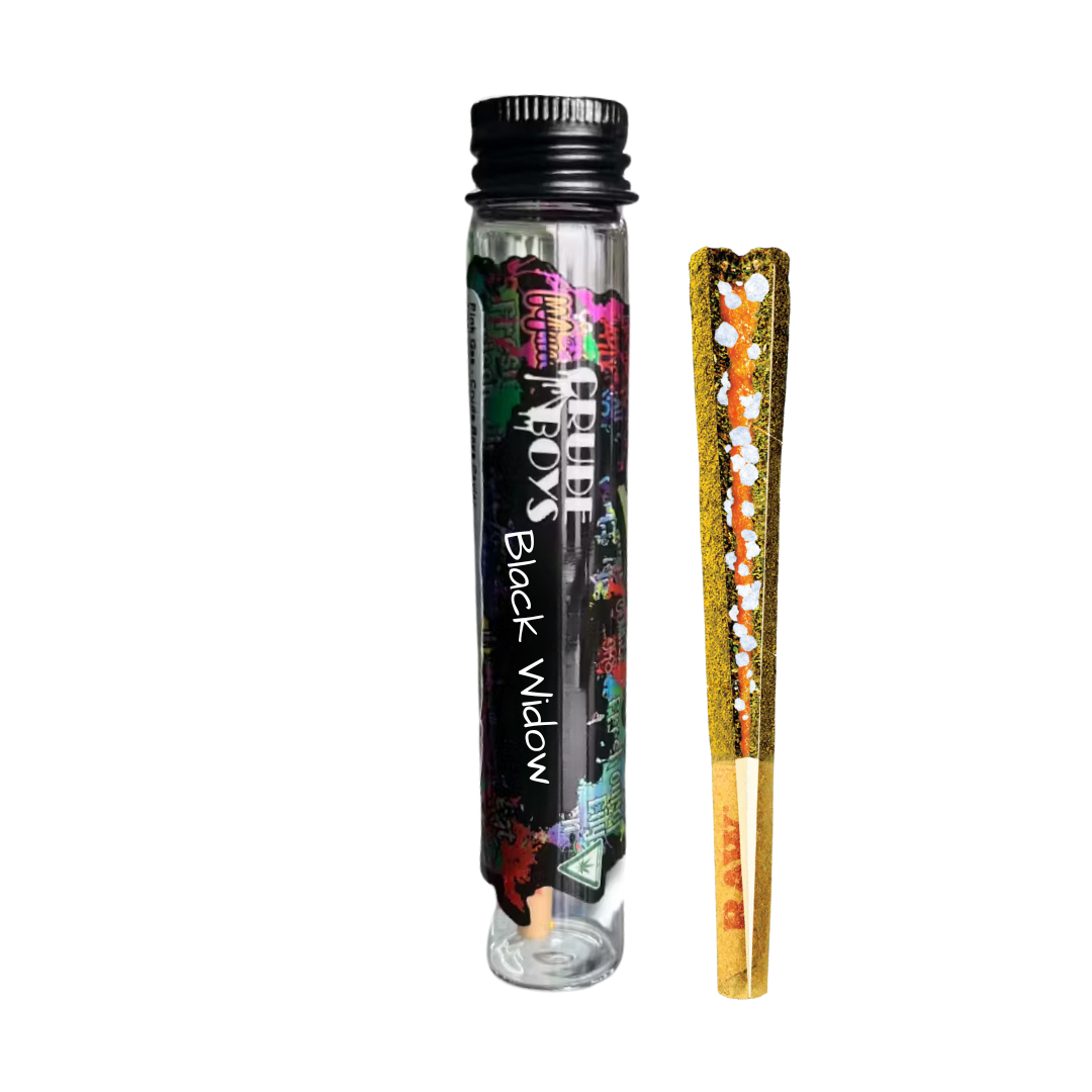 Photograph of product: Crude Boys | Black Widow Rainbow Delight Infused Pre-Roll | 1.3g