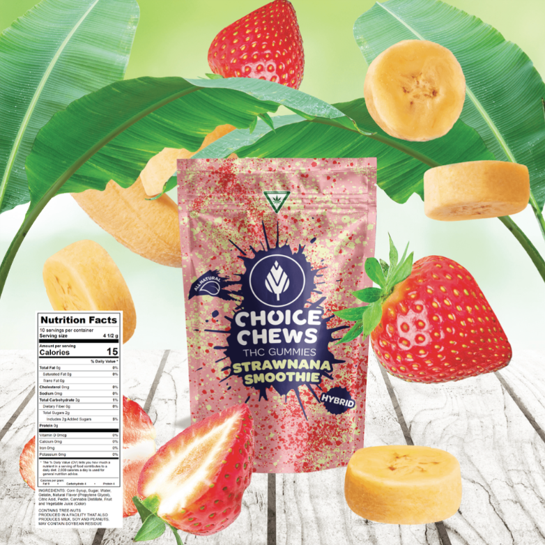 Photograph of product: 100MG STRAWNANA SMOOTHIE CHOICE CHEWS