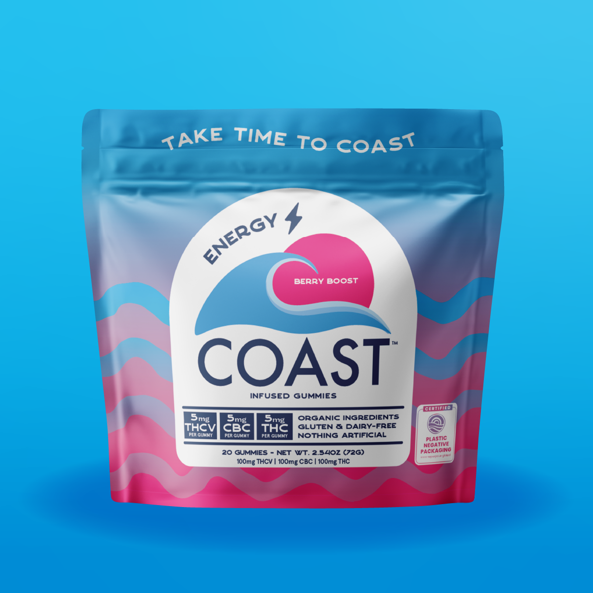Photograph of product: COAST - Berry Boost Gummies (Energy) 5:5:5 TH-ouiV:CBD:TH-oui (100mg)