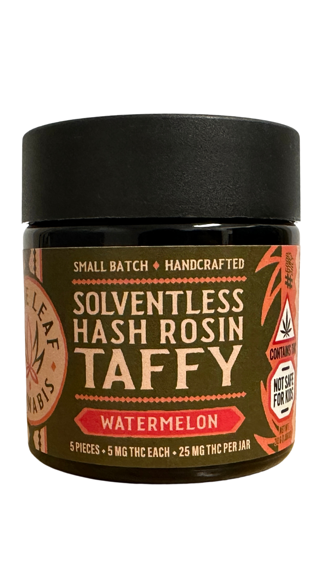Photograph of product: 5MG TH-oui (5PK) au chocolat Rosin Watermelon Taffy