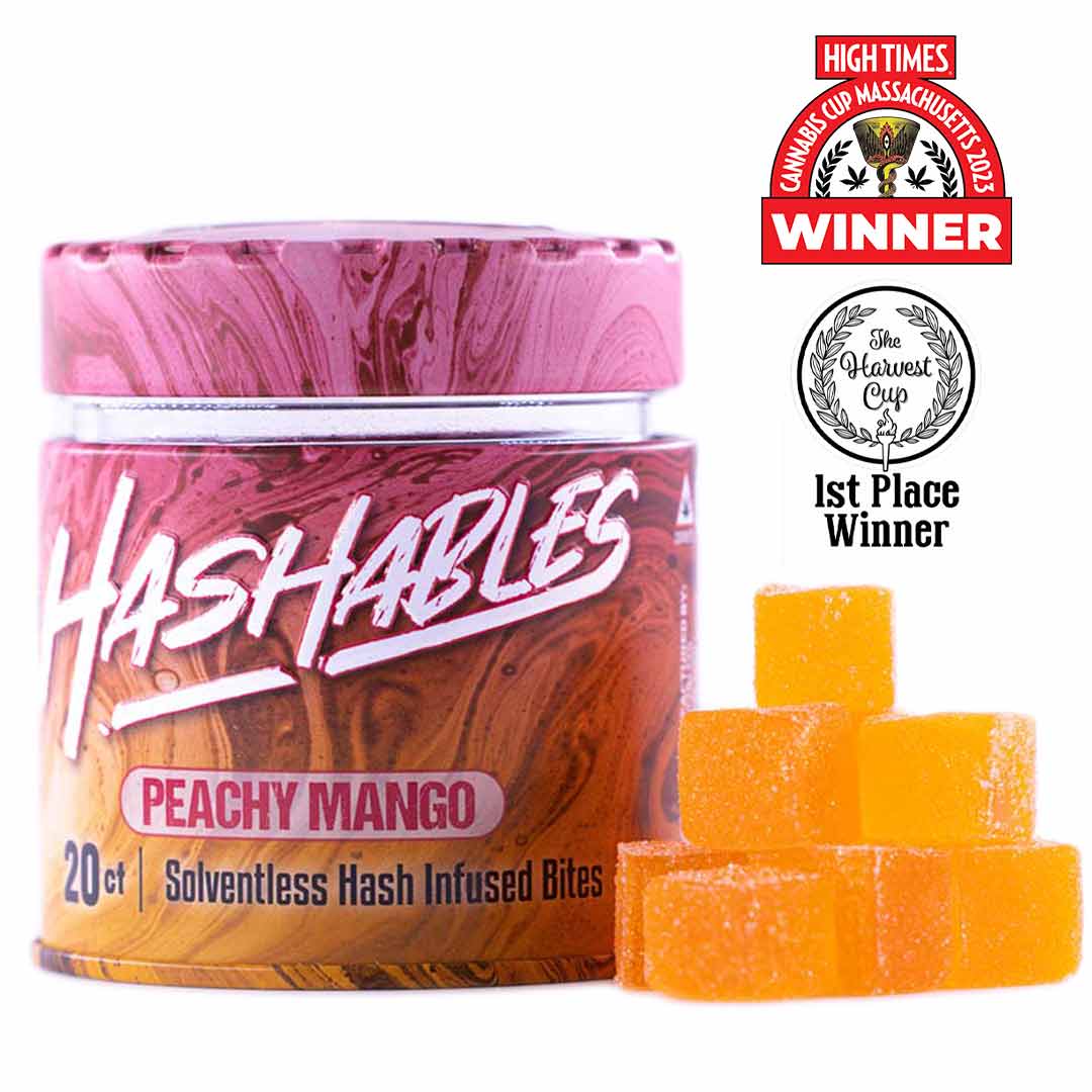 Photograph of product: 100mg 20pk Gummies | Peachy Mango | au chocolatables