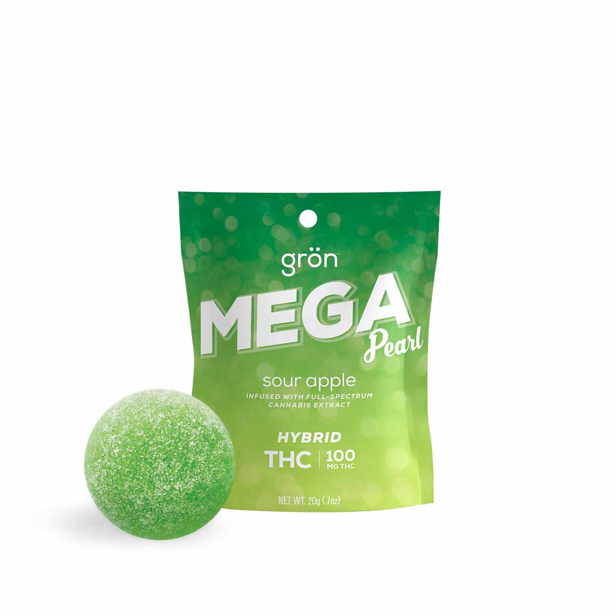 Photograph of product: Gron Sour Apple Mega Pearl 100 MG