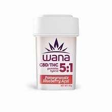 Photograph of product: 100mg | 5:1 CBD:THC | Pomegranate Blueberry Acai