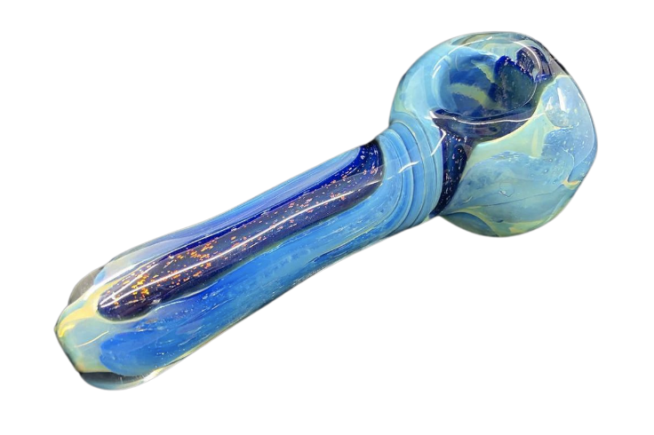 Photograph of product: Glass Spoon Pipe - Blue Dichroic