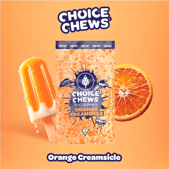 Photograph of product: Choice Chews - Gummies - 200mg - Orange Creamsicle - Oui'd