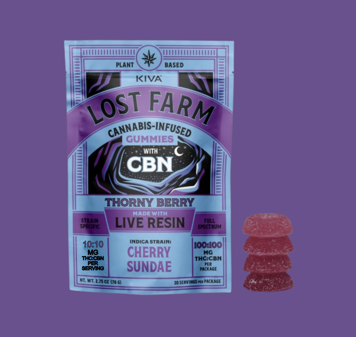 Photograph of product: Cherry Sundae x Thornyberry LIVE RESIN Gummies (1:1 THC:CBN) 20pk