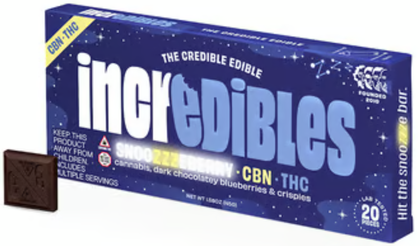 Photograph of product: Incredibles - Chocolate Bar - CBN - 1:5 Snoozzzberry - 20mgCBD/100mgTH-oui