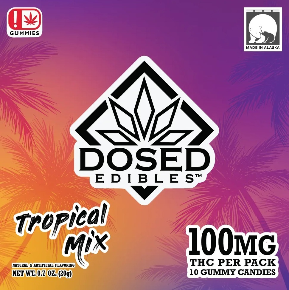 Photograph of product: Tropical Mix (100mg) Hybrid Gummies 10pk by Dosed Edibles