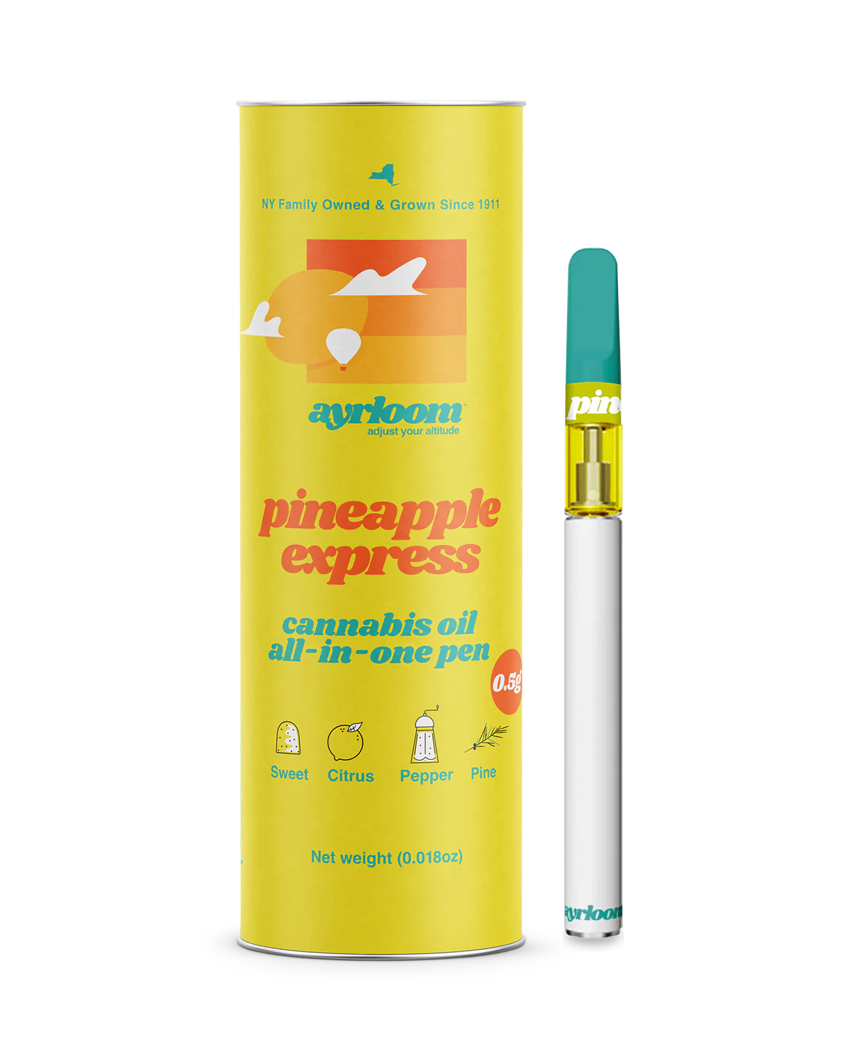 Photograph of Product: Ayrloom AU- Vape 0.5g AIO - Pineapple Express