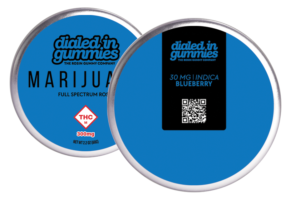 Photograph of product: DIALED IN 300MG BLUEBERRY HIGH DOSE ROSIN GUMMIES