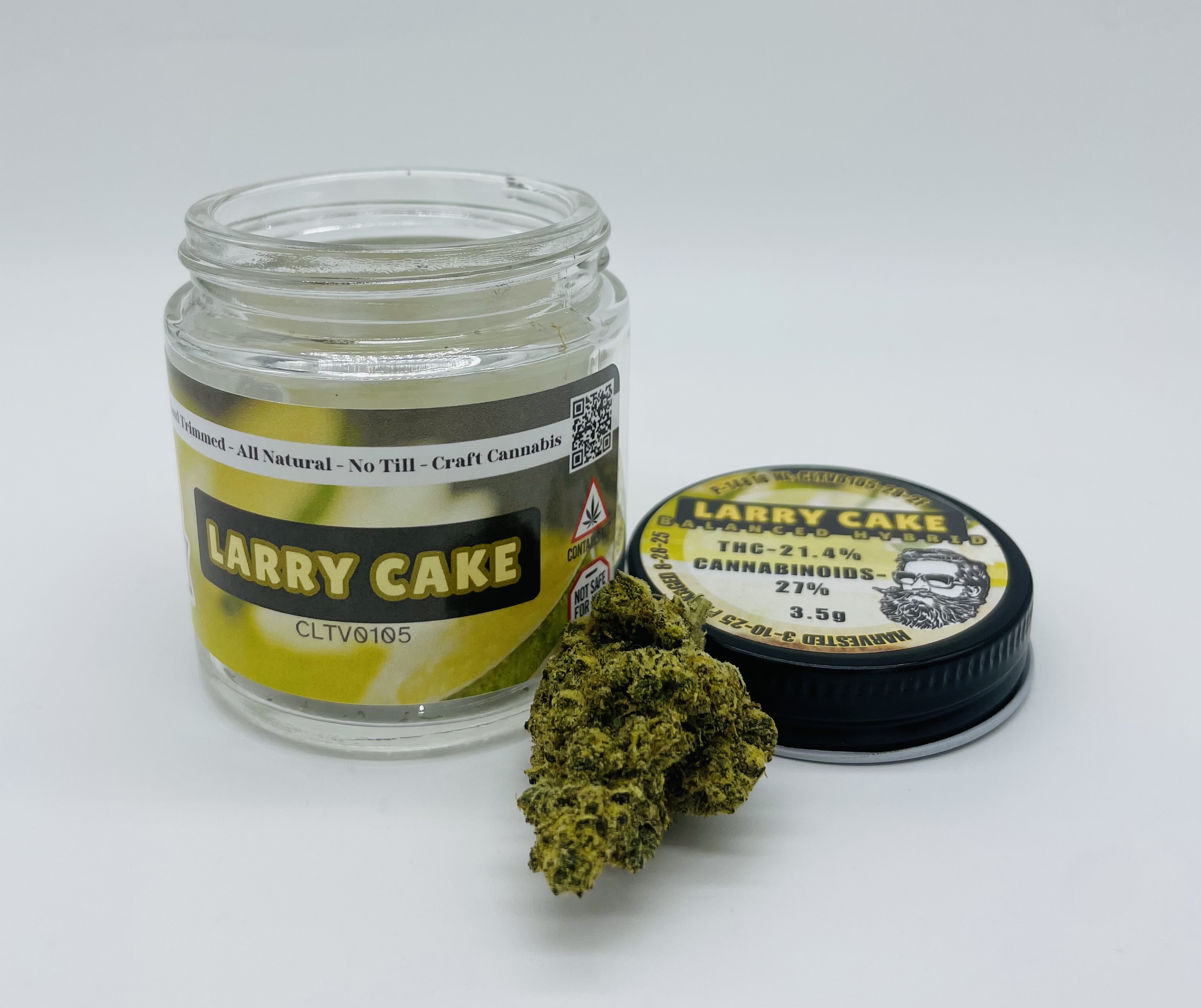 Photograph of product: Bushy Beard | Larry Cake | Flower | 3.5 g | 21.5% TH-oui - 3.5g
