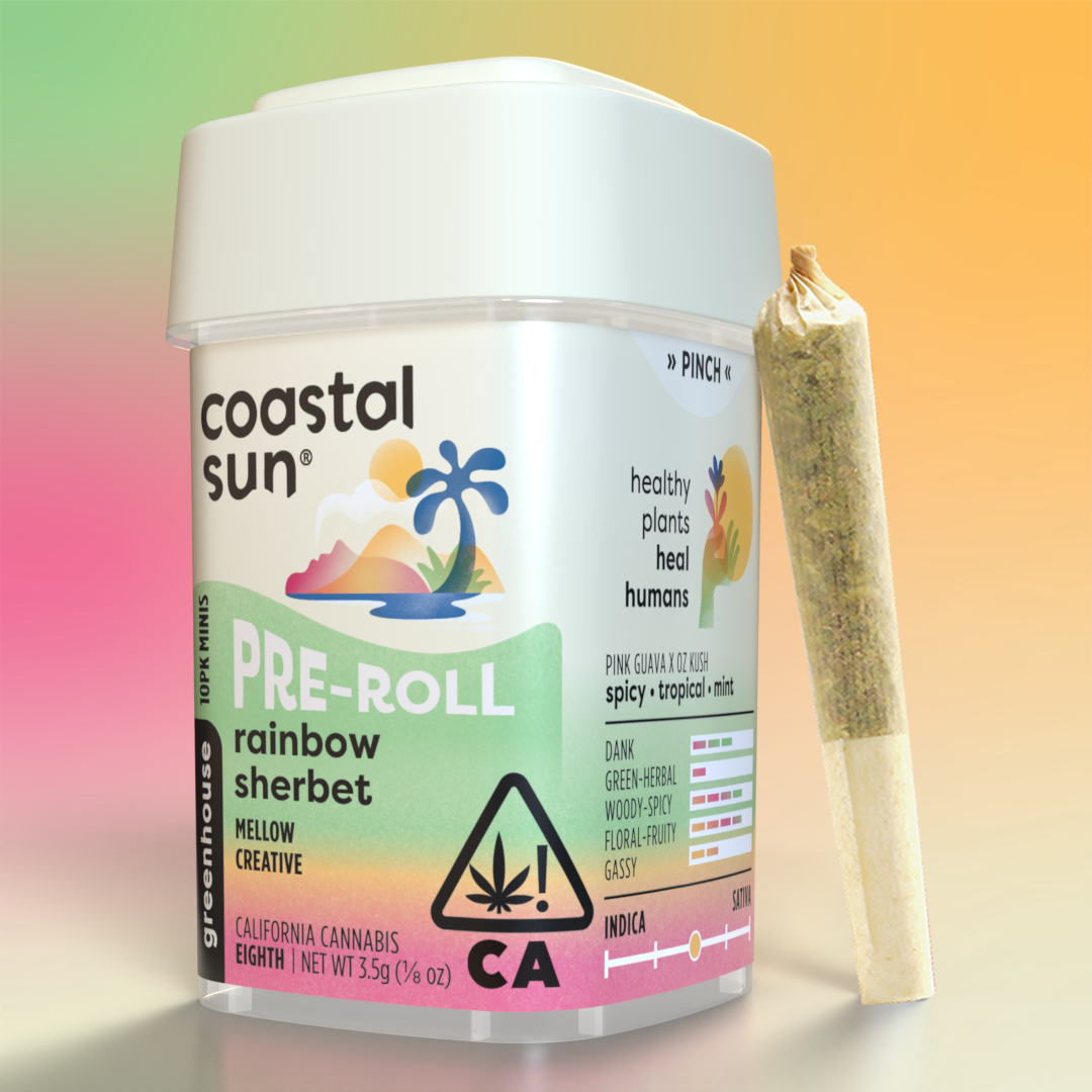 Photograph of product: Coastal Sun | Preroll 10Pk (.35) | Rainbow Sherbet