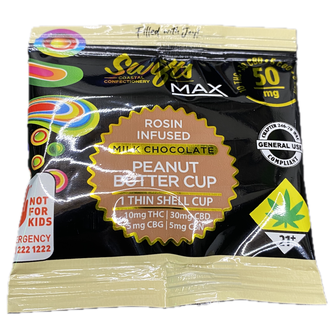 Photograph of product: Milk Chocolate CBD:TH-oui:CBG:CBN au chocolat-Rosin Peanut Butter Cup