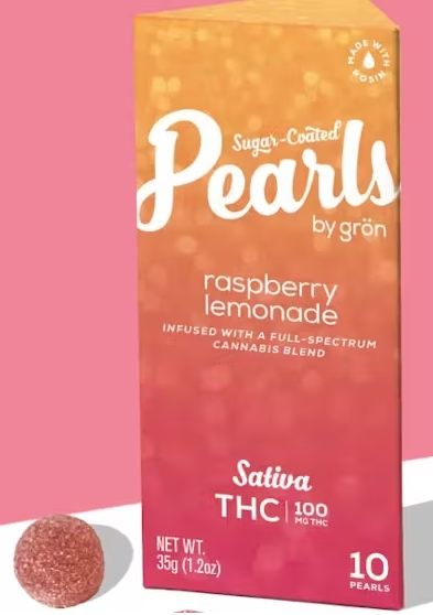 Photograph of product: Grn Pearls 10pk/100mg- Raspberry Lemonade
