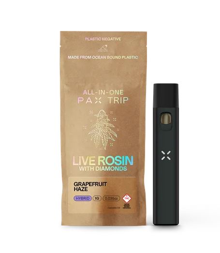 Photograph of product: PAX Grapefruit Haze Live Rosin + Diamonds Trip Hybrid All-in-One 1000mg