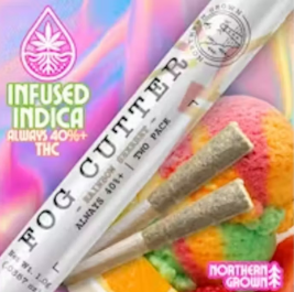 Photograph of product: Rainbow Sherbet Distillate Infused | Pre Rolls | 0.5g 2pk