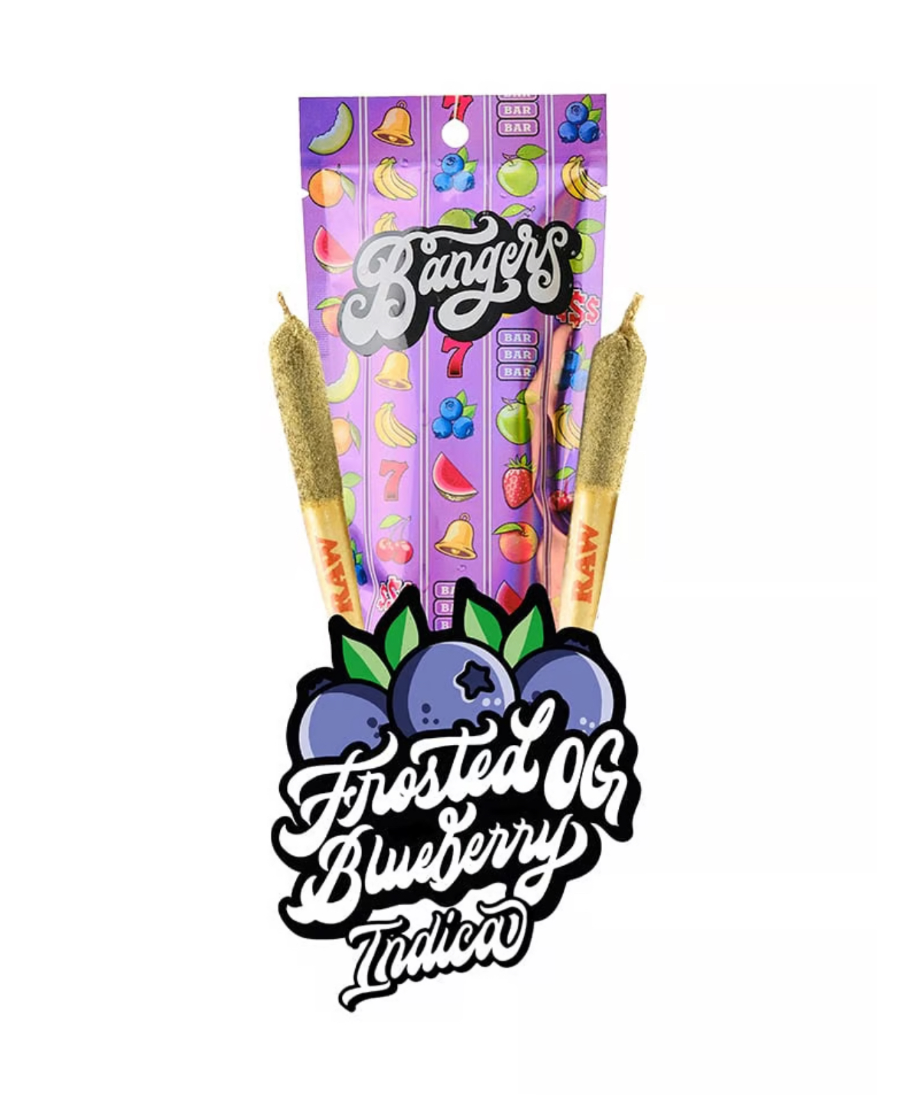 Photograph of product: Bangers Frosted Blueberry OG 2 pack infused prerolls (I) 1.2g