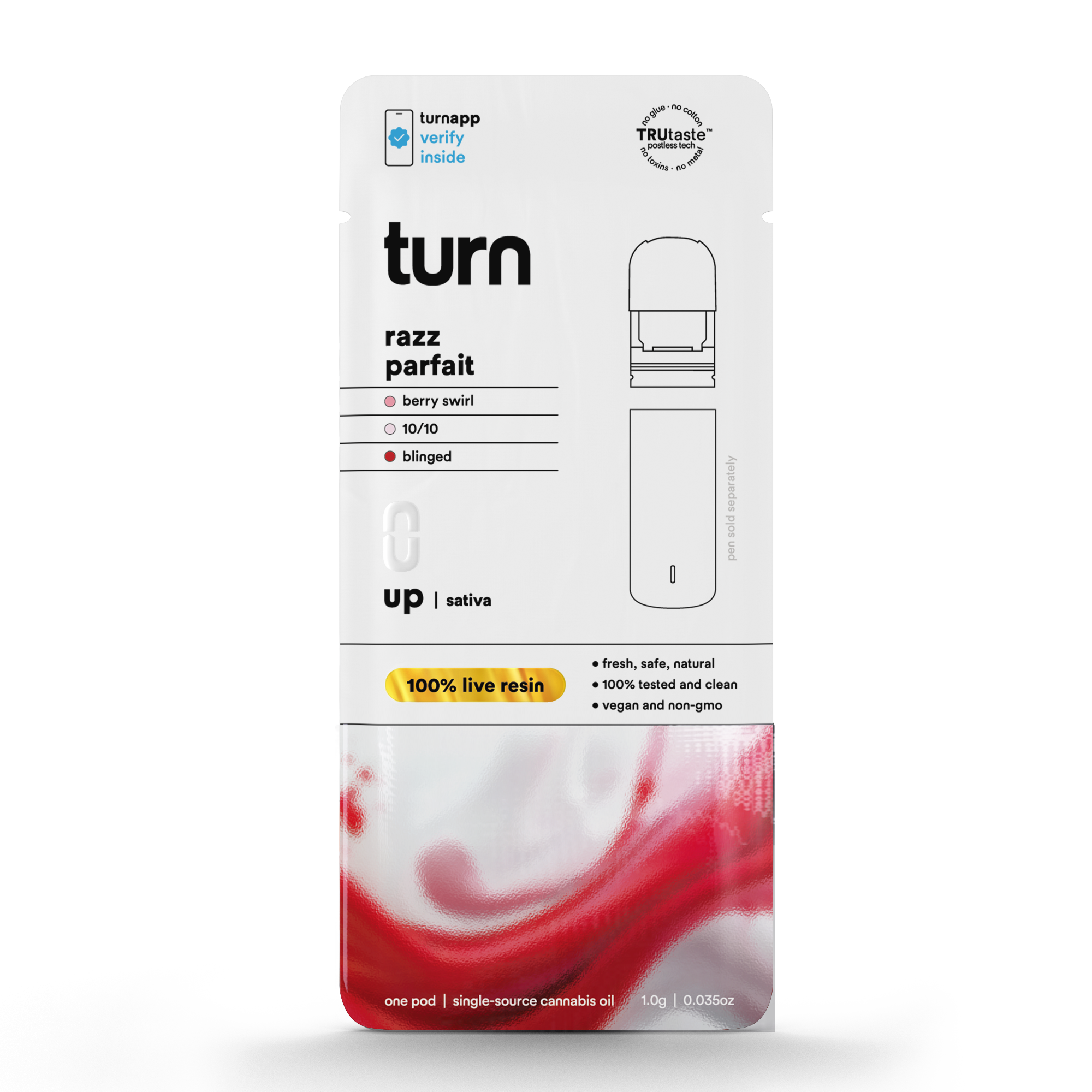 Photograph of product: TURN | RAZZ PARFAIT | LIVE RESIN | Oui'd | 1G POD