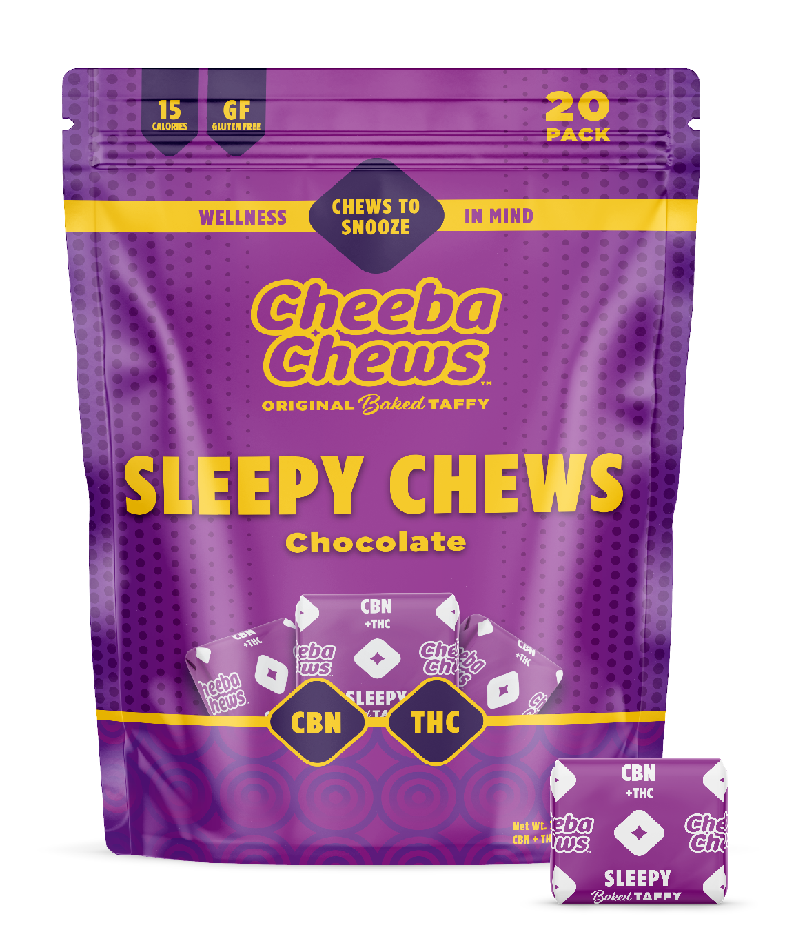 Photograph of product: 1:1 TH-oui/CBN Chocolate Sleepy Chews 20pk | 100mg
