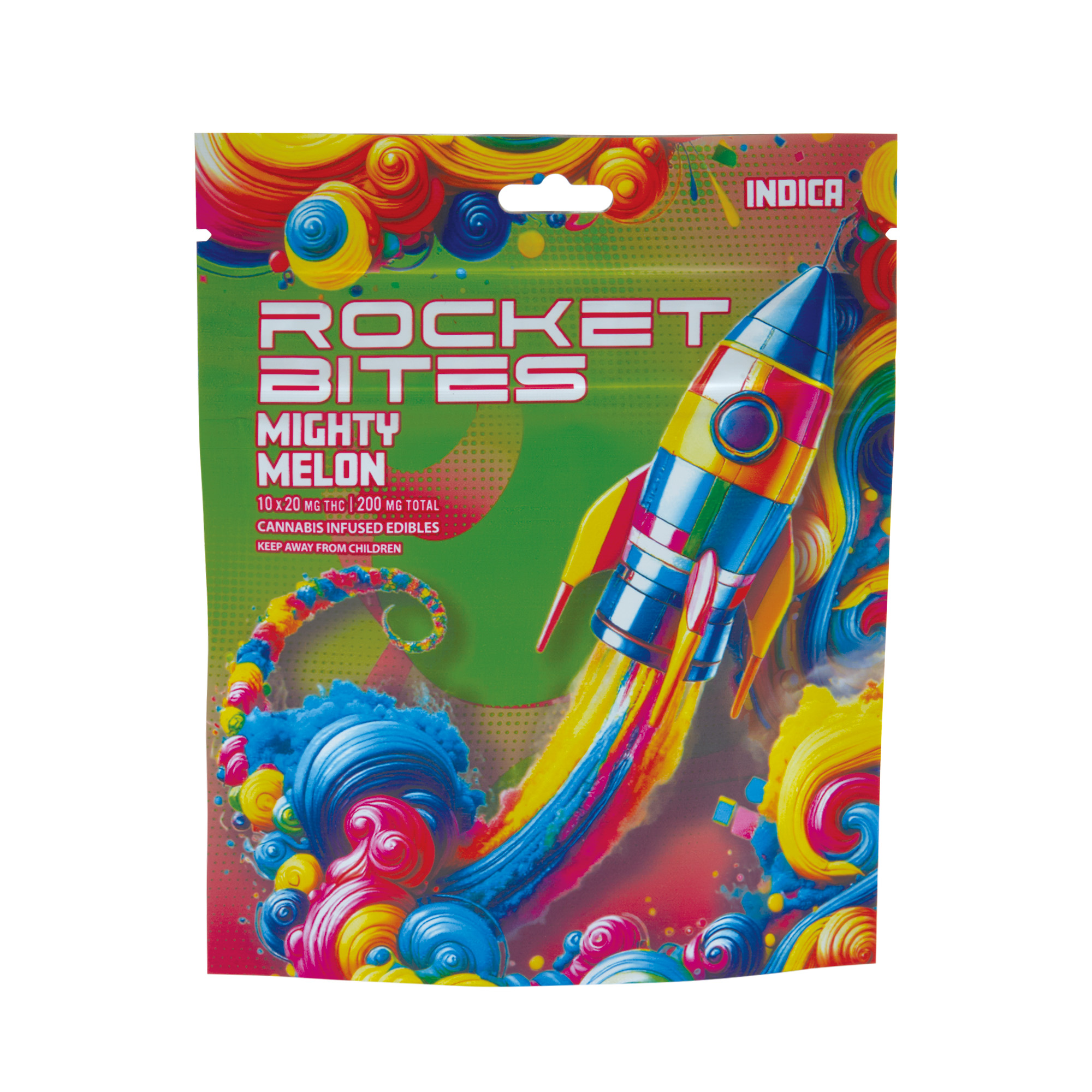 Photograph of product: Rocket Bites | Mighty Melon | 200mg Gummies