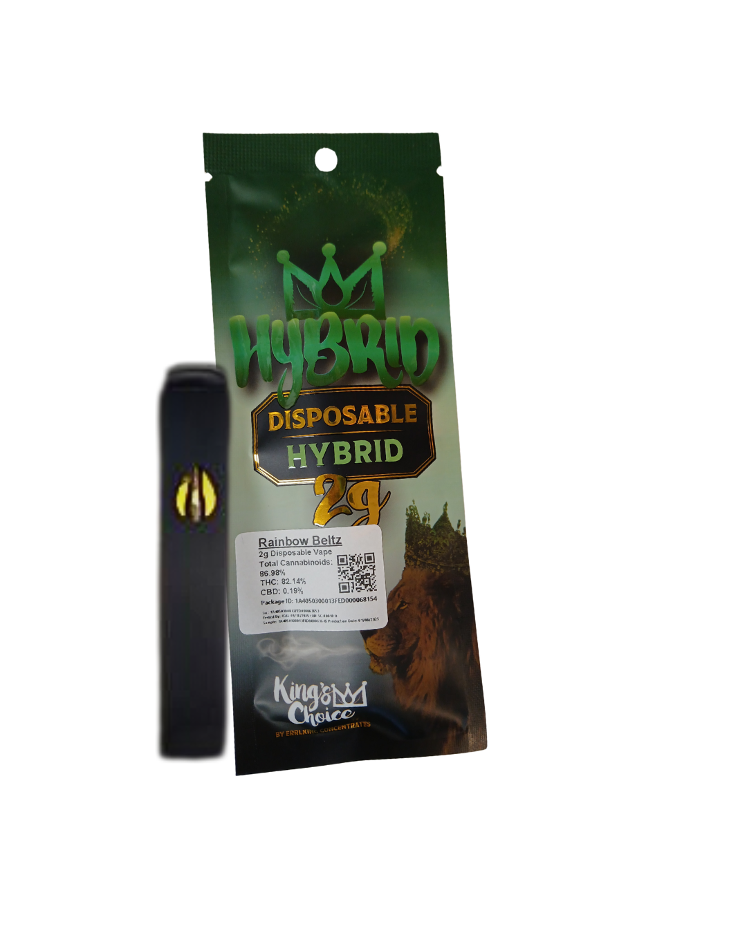 Photograph of product: ErrlKing 2G (Gram) Distillate AIO Disposable Rainbow Beltz