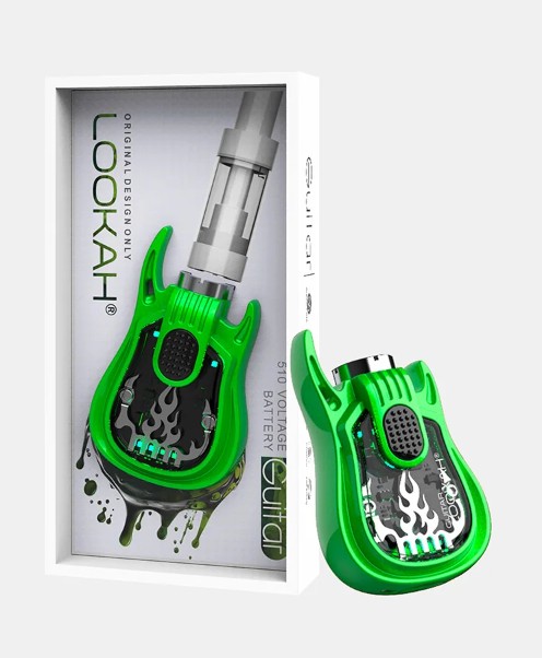 Photograph of product: ESD | Lookah | Guitar | Green | 510 Thread Cart | Battery | 350mAh | 1
